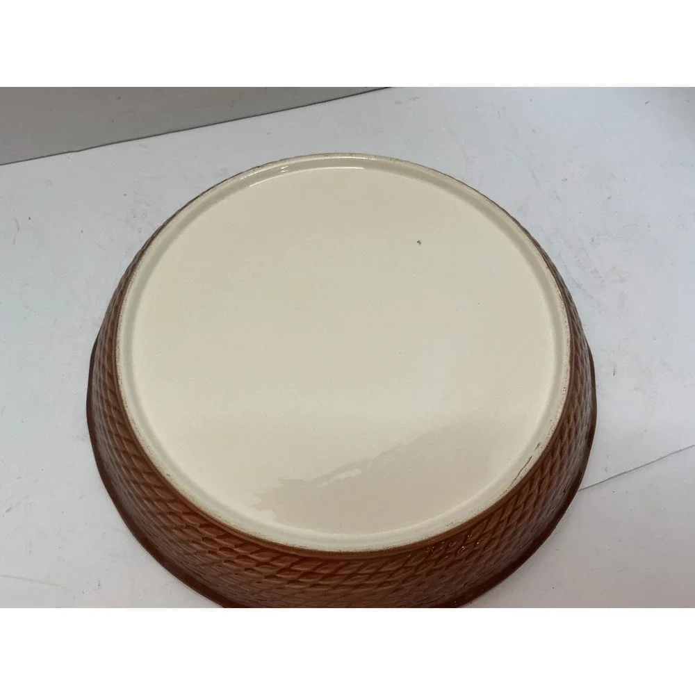 Vintage Apple Pie Ceramic Deep Dish Baker Recipe Basketweave 10.5 Inch